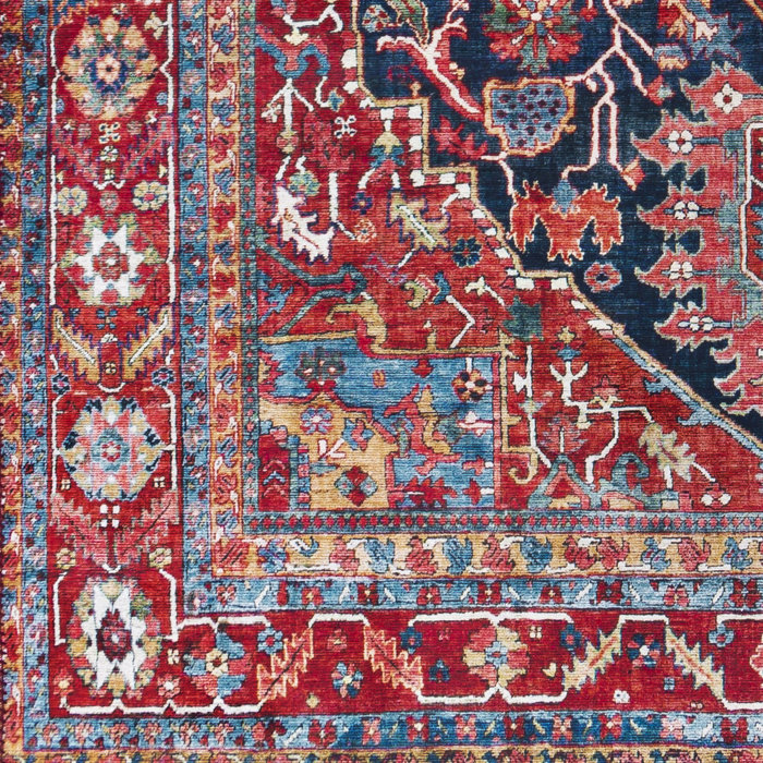 Langley Street Fleckenstein Oriental Dark Blue/Burgundy/Cream Area Rug